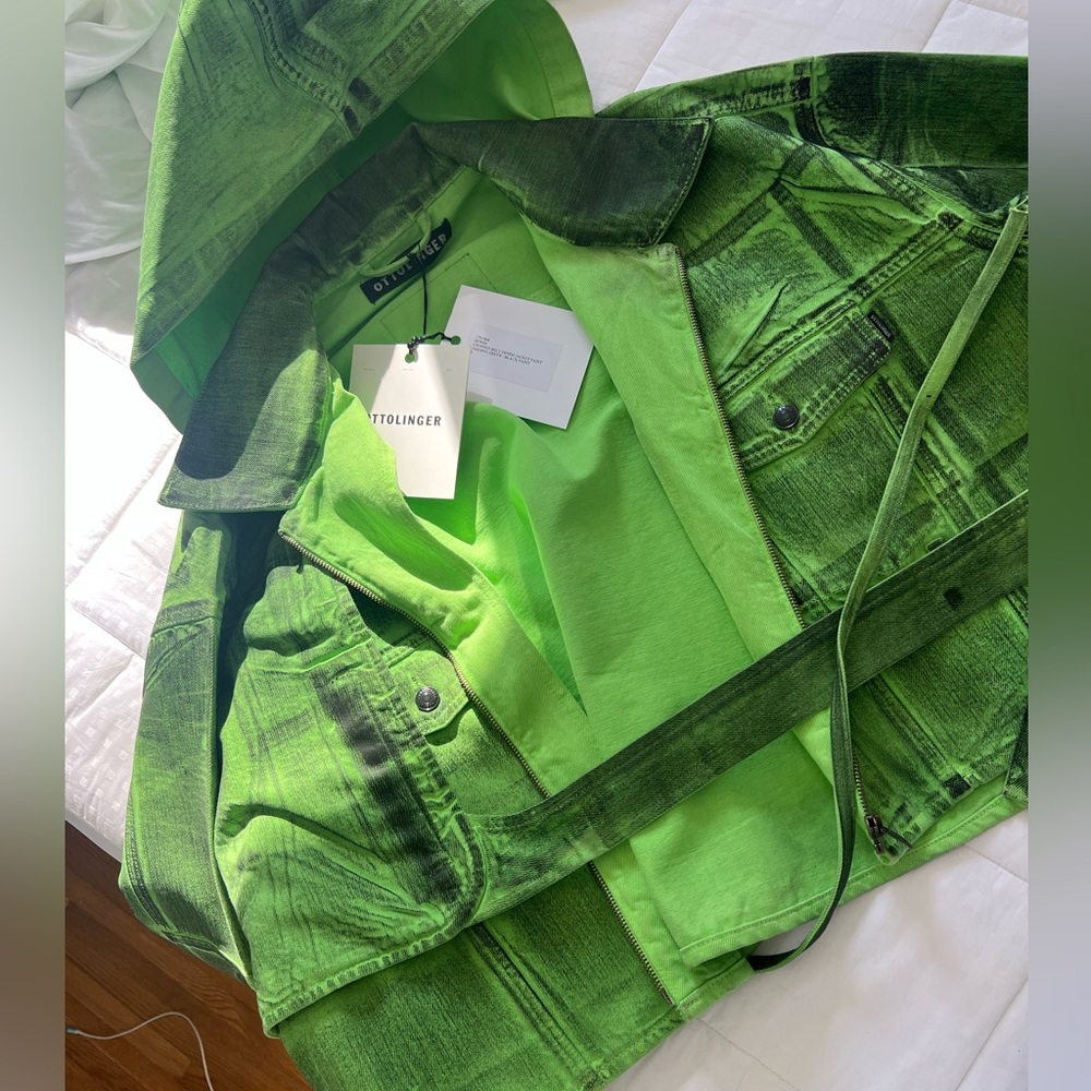 Ottolinger Green Cropped Denim Jacket